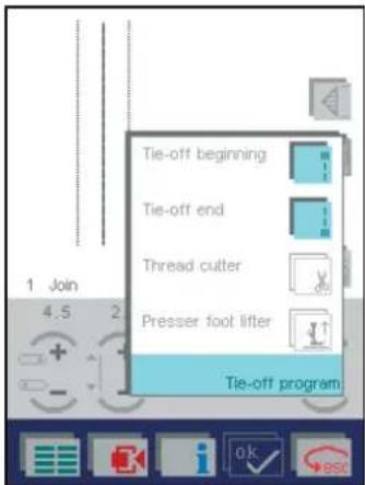 PFAFF creative 2144 - Adjusting the tie-off program - 1