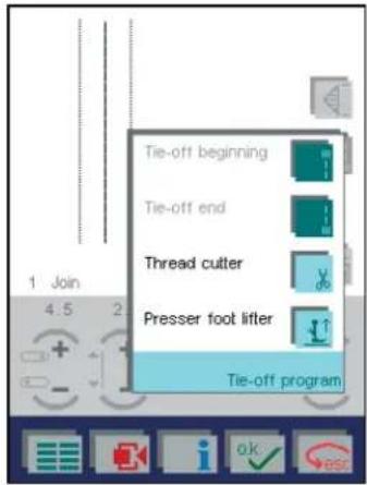 PFAFF creative 2144 - Adjusting the tie-off program - 3