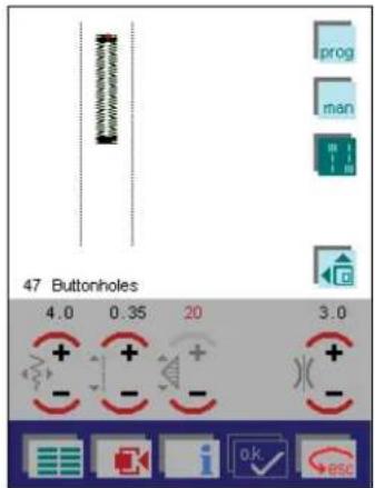 PFAFF creative 2144 - Finishing the buttonhole by manual setting - 2