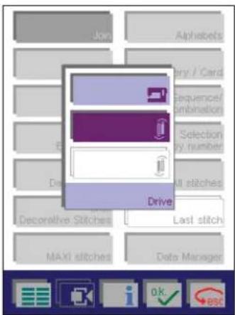 PFAFF creative 2144 - Selecting a design from the machine's memory or from a creative card - 1
