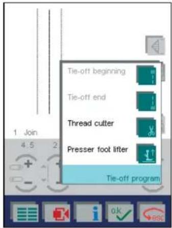 PFAFF creative 2144 - Adjusting the tie-off program - 4