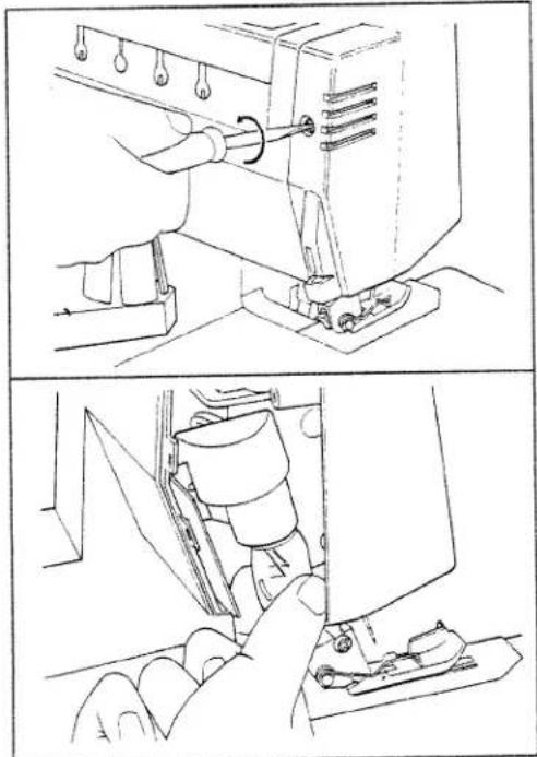 PFAFF hobbylock 787 - Engaging the sewing foot: - 1