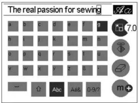 PFAFF performance 2058 - Functions in the alphabet sequence menu - 11