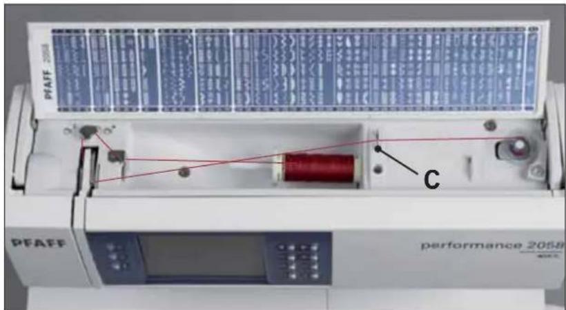 PFAFF performance 2058 - Winding the bobbin through the needle - 3