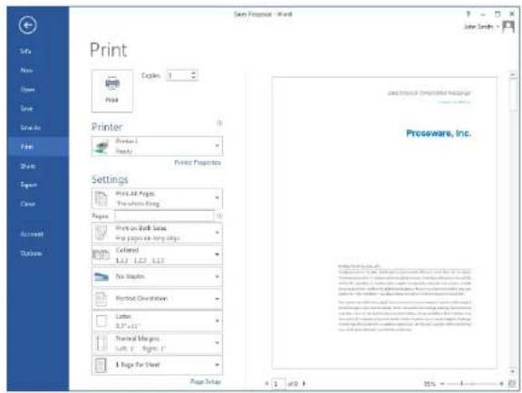 MICROSOFT Word 2013 - Where is Print Preview? - 1