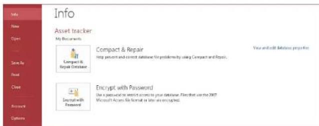 MICROSOFT Access 2013 - What's on the Info tab? - 1