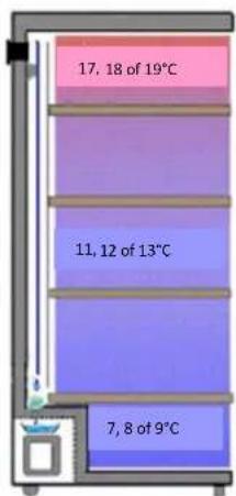 AVINTAGE DV265MPN1 - SCHEMA VOOR DE WEERGAVE VAN DE VERSCHILLENDE TEMPERATUURNIVEAUS IN UW WIJNKAST (NAARGELANG VAN DE INSTELLING): - 1