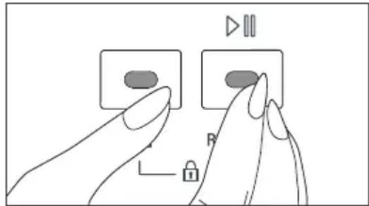 Diagram showing two hands interacting with a device labeled 'R' and '播放器', indicating playback control or status change.
