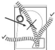 Pure mechanical diagram showing a circular component and intersecting lines without any text, numbers, or symbols