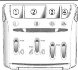 Diagram of a toaster front panel with numbered buttons and control knobs