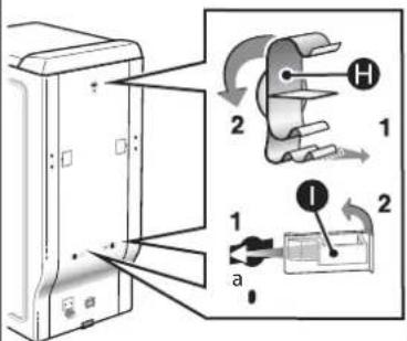 Diagram showing device panel with labeled parts and directional arrows indicating motion or movement