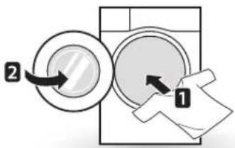 Diagram showing two circular components labeled 1 and 2, with arrows indicating direction of movement or transformation.