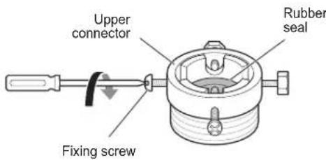 Upper connector Rubber seal Fixing screw