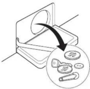 Diagram illustrating a mechanical component with an arrow indicating rotation and a magnified inset showing 300 and 140 weights.