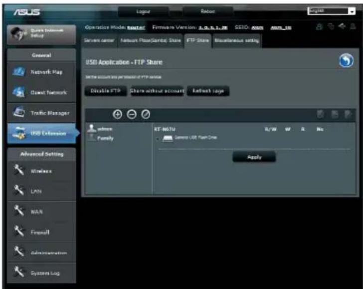 ASUS RT-N65U - Pour partager des fichiers via un serveur FTP : - 1
