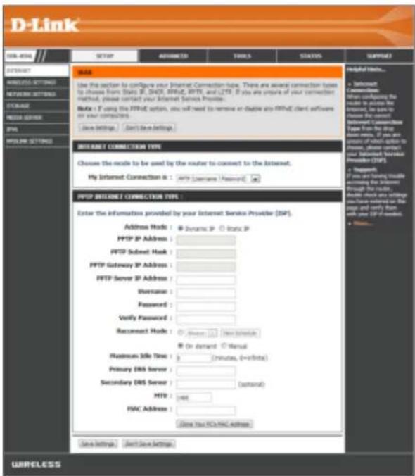 D-LINK DIR-850L - Internet Setup PPTP - 1
