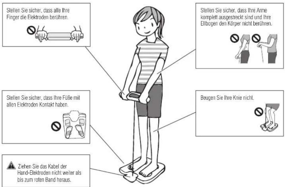 TANITA InnerScan V BC-545N - Drücken Sie, während die Hand-Elektroden an der Waage angebracht sind, die ON/OFF-Taste - 3