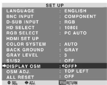 MARANTZ PD4250D - Turning on/off the menu display - 1