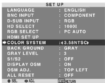 MARANTZ PD4250D - Setting the video signal format - 1