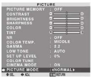 MARANTZ PD4250D - Setting the picture mode according to the brightness of the room - 1