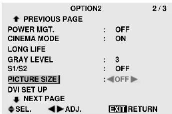 MARANTZ PD6140D - Setting the picture size for RGB input signals - 1