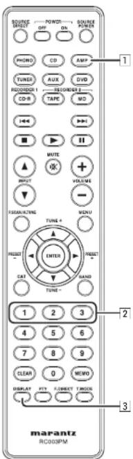 SOURCE SPEED OFF ON SOURCE POWER PHONE CD AMP TUNER AUX DVD RICHMON 1 SCANNER 2 CD-R TAPE MD MUTE VOLUME INPUT - SEANATING TUNE + MENU FROODI ENTER FROODI CAY HAND TUNE - 1 2 3 4 5 6 7 8 9 CLEAR 0 MEMO DISPLAY FTY DIRECT FLOCK 3 marantz RC003PM