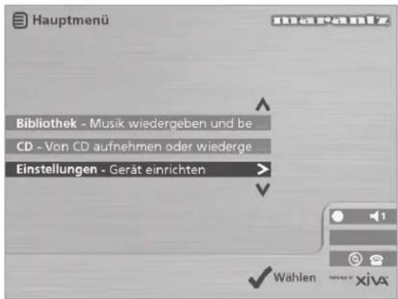 MARANTZ DH9300 - DAS MUSIC SERVER-HAUPTMENÜ - 1