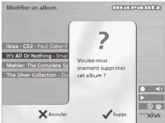 MARANTZ DH9300 - Suppression d'albums, de pistes ou de listes de lecture - 1