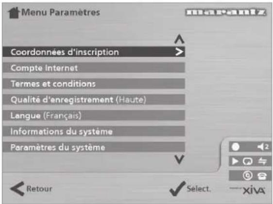 MARANTZ DH9300 - Pour afficher le menu Paramètres - 1