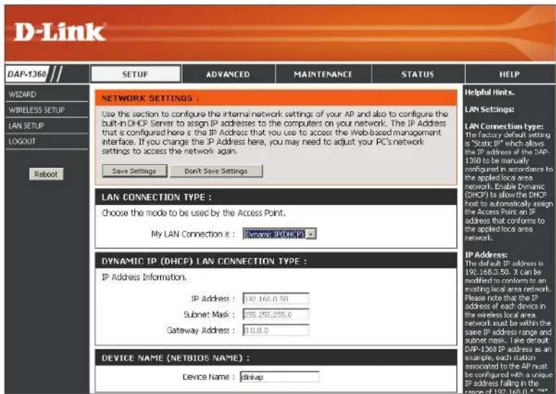 D-LINK DAP-1360 - LAN Settings - 1