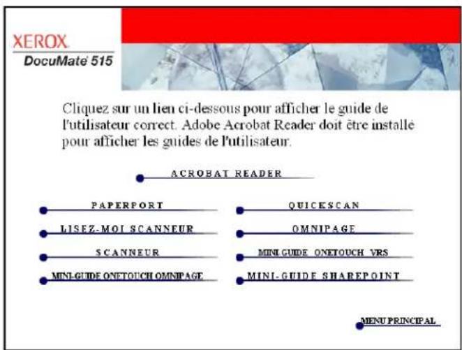 XEROX DocuMate 515 - Consultation des guides de l'utilisateur - 1