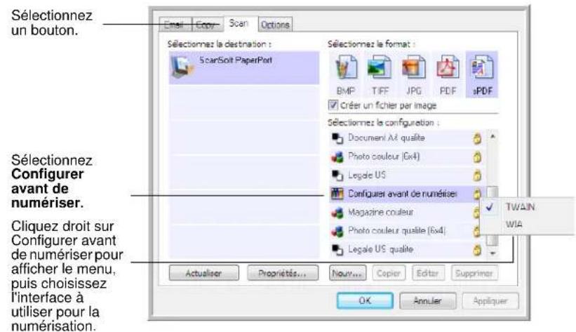 XEROX DocuMate 515 - Pour définir l'option Configurer avant de numériser : - 1