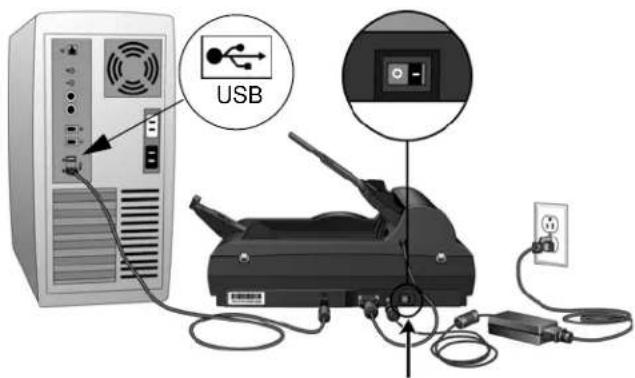 XEROX DocuMate 515 - Etape 4 : Connexion du câble USB et mise sous tension - 1