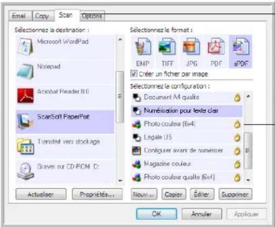 XEROX DocuMate 515 - Pour modifier ou supprimer une configuration de numérisation : - 1