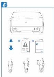 Diagram showing household air conditioner unit with warning symbols and corresponding safety icons for lighting and safety.