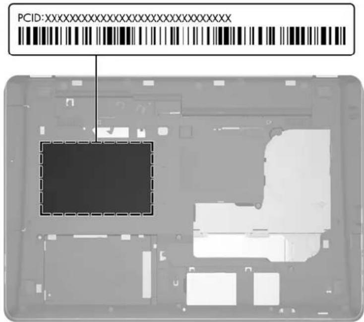 HP ZBook 15 F0U63ET - PCID label - 2
