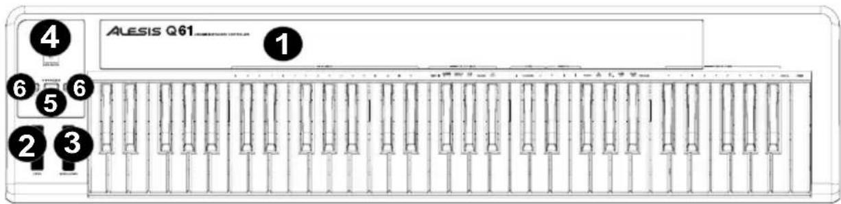 ALESIS Q61 - FUNKTIONSELEMENTE GERÄTEOBERSEITE - 1
