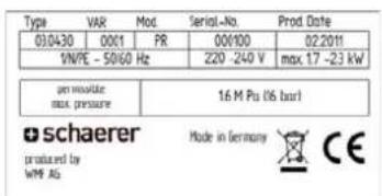 Schaerer Coffee Joy - Serial plate - 1