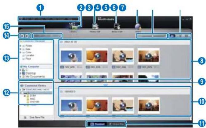 SAMSUNG HMX-H440 - Schritt: Das Hauptfenster von Intelli-Studio - 1
