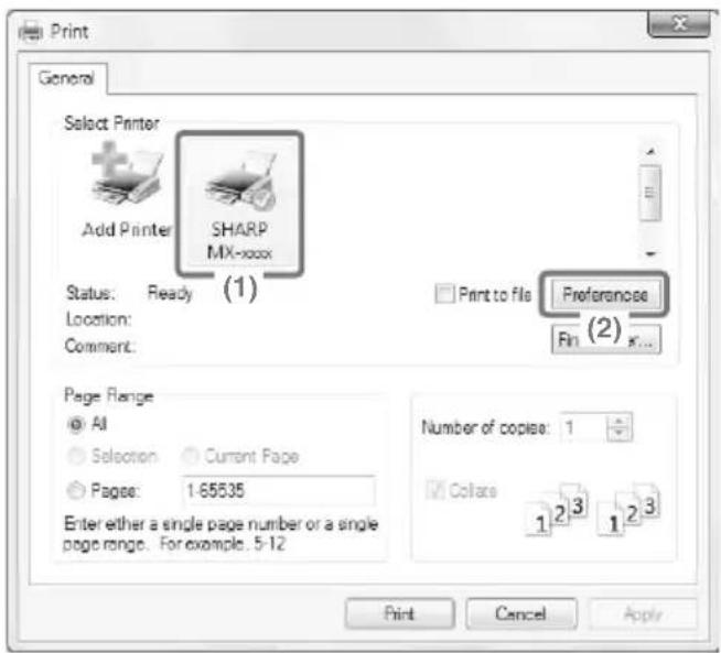 SHARP MX-B380P - Select the print command in the application. - 2