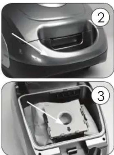 DOMO DO7253S - Replacing the dust bag and cleaning the motor filter - 1