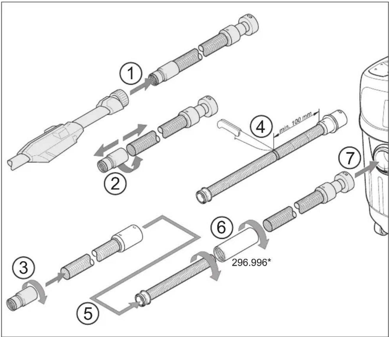 KARCHER VC 35 L MC Flex - Anschluss Langhalsschleifer WS 702 VEA Connecting the Long-Necked Grinder WS 702 VEA Raccordement traîneau à col long WS 702 VEA - 2