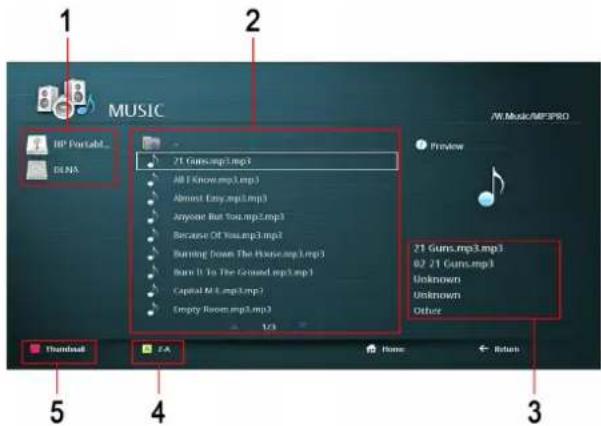 ASUS O!Play BDS-700 - ■ To access music files in the Music menu: - 1