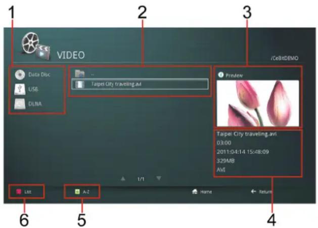 ASUS O!Play BDS-700 - ■ To access video files in the Video menu: - 1