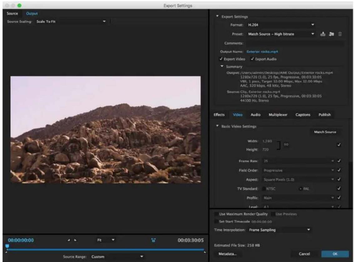 ADOBE Media Encoder CC - Scaling source frames - 1