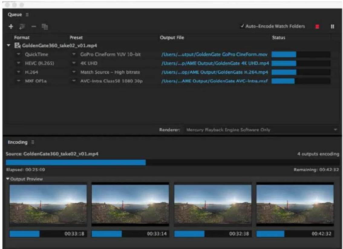 ADOBE Media Encoder CC - Encoding panel - 1