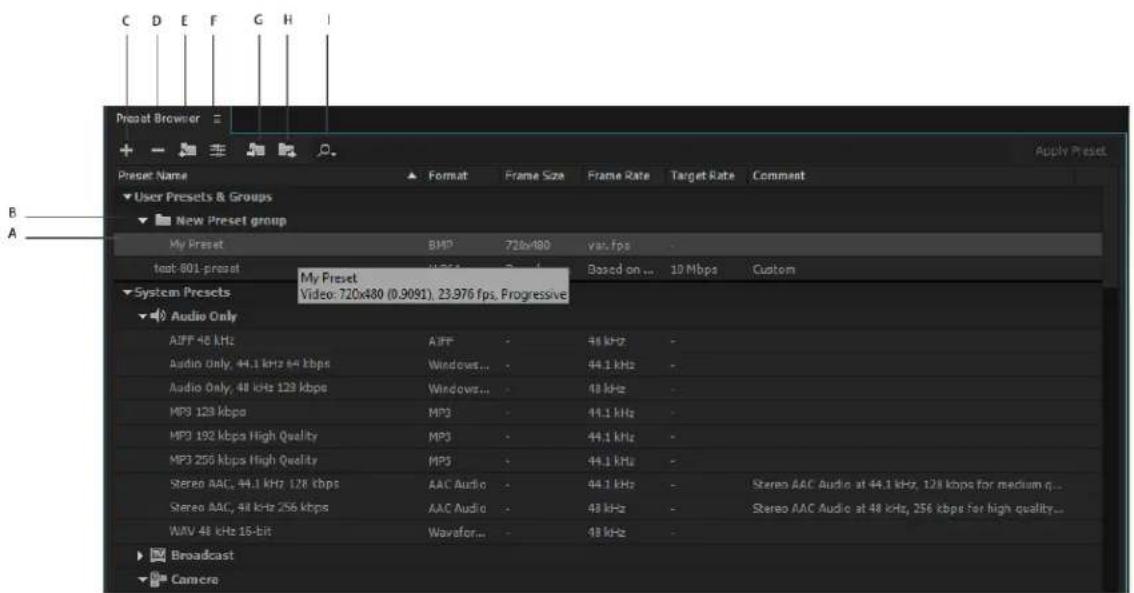 ADOBE Media Encoder CC - Managing Presets - 1
