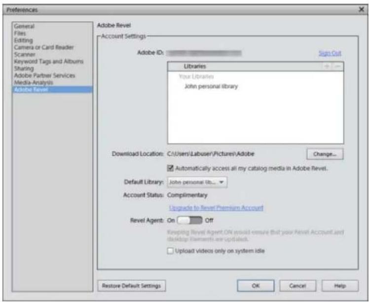 ADOBE Elements Organizer 12 - Specify Revel account settings - 2