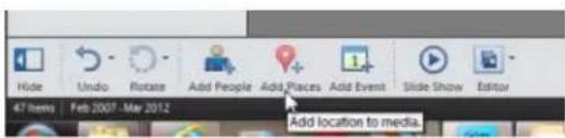 ADOBE Elements Organizer 12 - Adding places in the Media view - 1