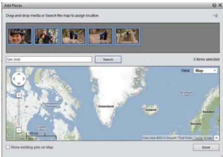 ADOBE Elements Organizer 12 - Adding places in the Media view - 2
